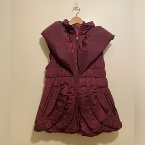 CIAO MILANL Women's Burgundy Puffer Vest WITH POCKETS. Size L